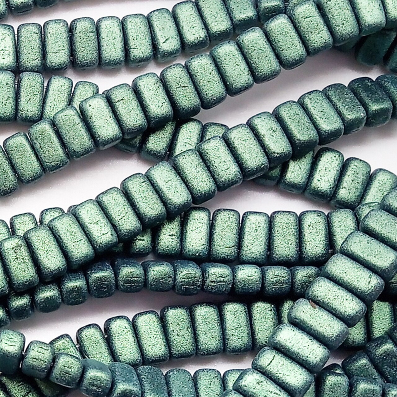 CzechMates Brick Beads, 50 pc Strand, Light Green Metallic Suede, Adorabilities